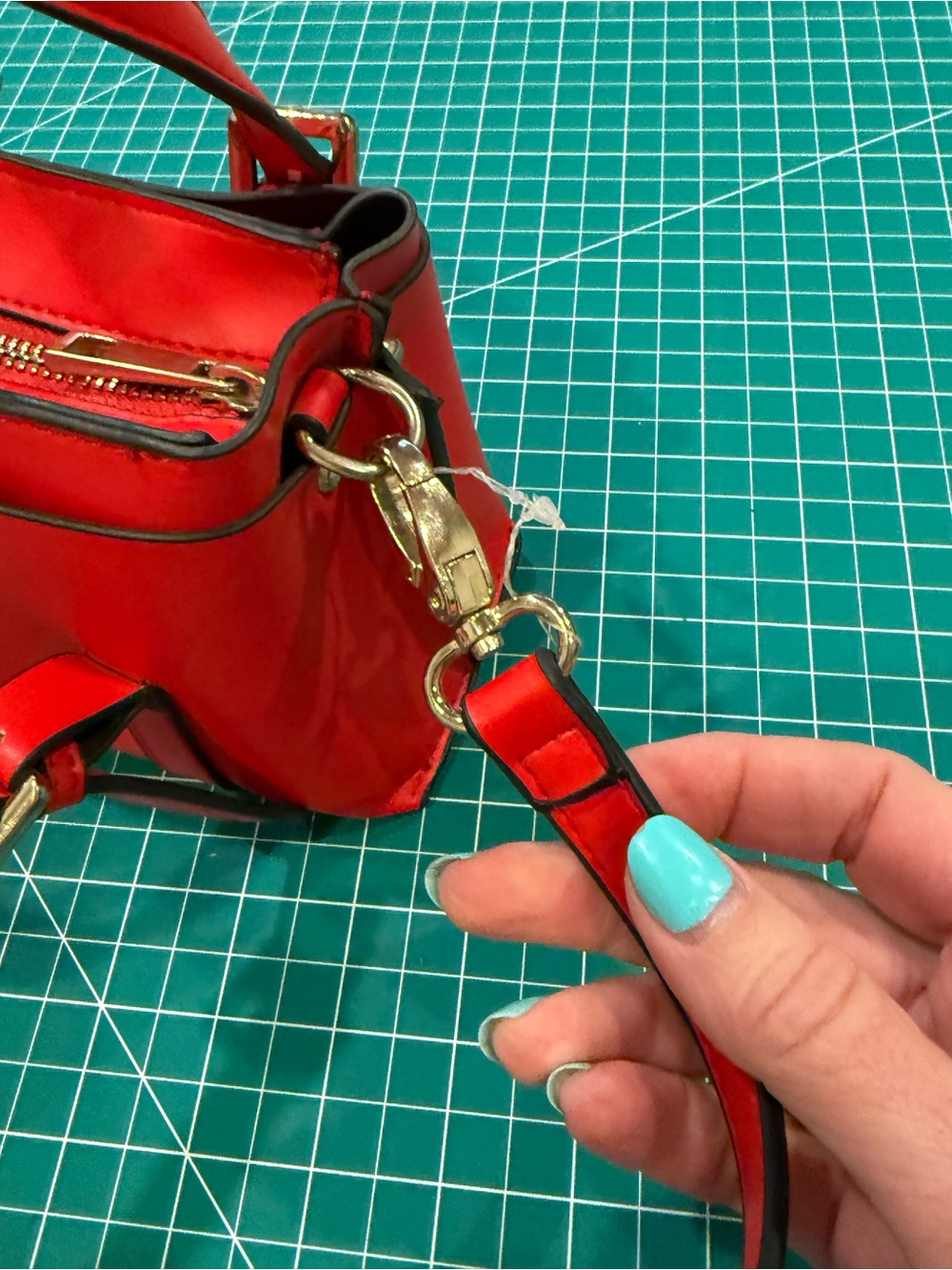 FOREVER 21 Red Mini Satchel Crossbody Bag Structured Top Handle - Picture 12 of 13